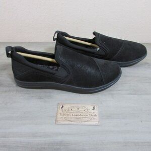 Cloudsteppers by Clarks Women's 8.5 Breeze Dawn Slip On Shoes Black Textile